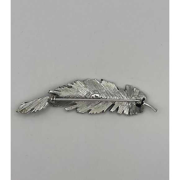 Silver Tone Brooch 3" Fluttering Feather - Picture 3 of 6